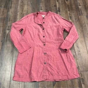 J. Jill Linen Blend Button Shirt Women's Large L‎  Pink Tunic Oversized Top